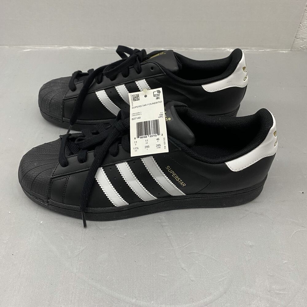Adidas Superstar Foundation B27140 Men’s 11.5 Black White Gold Shell Toe NWT